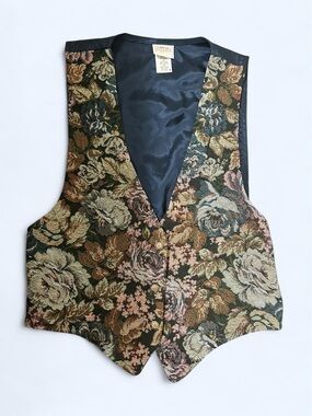 Backroad Blues vintage floral tapestry vest